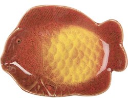 Clayre & Eef Decoratie schaal Vis 16x11x3 cm Oranje Keramiek
