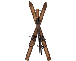 Clayre & Eef Decoratie Ski's 24x10x90 cm Bruin Hout Metaal