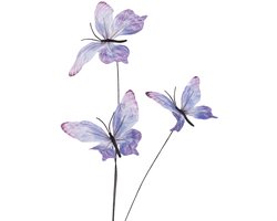 Clayre & Eef Decoratie Tak Vlinder 10x10x65 cm Paars Textiel