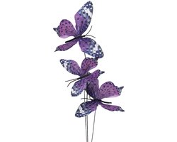 Clayre & Eef Decoratie Tak Vlinder 10x10x65 cm Paars Textiel