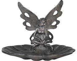 Clayre & Eef Decoratie Vlinder 11x10x8 cm Grijs Kunststof Decoratief Figuur Decoratieve Accessoires Woonaccessoires