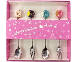 Clayre & Eef Dessert Bestek SET 4 Zilverkleurig Metaal Kerst