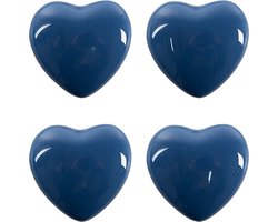Clayre & Eef Deurknop Set van 4 Hart Ø 4 cm Blauw Keramiek