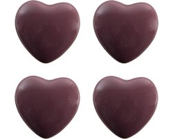 Clayre & Eef Deurknop Set van 4 Hart Ø 4 cm Paars Keramiek