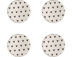 Clayre & Eef Deurknop Set van 4 Ø 4 cm Beige Keramiek Hartjes