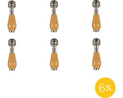 Clayre & Eef Deurknop set van 6 stuks 2x6 cm Geel Keramiek Meubelknop