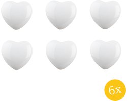 Clayre & Eef Deurknop set van 6 stuks 4 cm Wit Keramiek Hartvormig Meubelknop