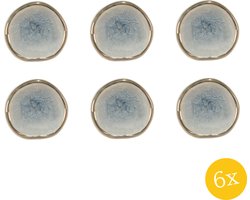 Clayre & Eef Deurknop set van 6 stuks 4x3x4 cm Blauw Wit Keramiek Meubelknop