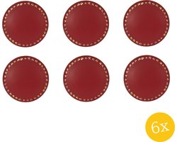 Clayre & Eef Deurknop set van 6 stuks Ø 4 cm Rood Goudkleurig Keramiek Meubelknop