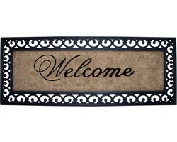 Clayre & Eef Deurmat 120x45 cm Zwart Kokosvezel Rubber Rechthoek Kokosmat