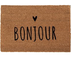 Clayre & Eef Deurmat 60x40 cm Bruin Kokosvezel PVC BONJOUR