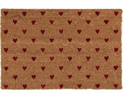 Clayre & Eef Deurmat 60x40 cm Bruin Kokosvezel PVC Hartjes