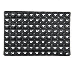 Clayre & Eef Deurmat 60x40 cm Zwart Rubber Rechthoek Harten Mat