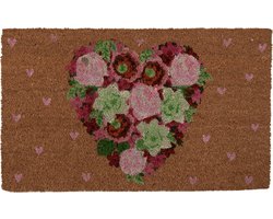 Clayre & Eef Deurmat 75x45 cm Bruin Kokos Bloemen