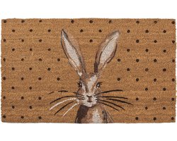 Clayre & Eef Deurmat 75x45 cm Bruin Kokosvezel Pvc Rechthoek Konijn Kokosmat