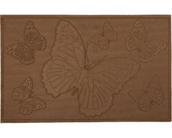 Clayre & Eef Deurmat 75x45 cm Bruin Synthetisch Rechthoek Vlinder Mat