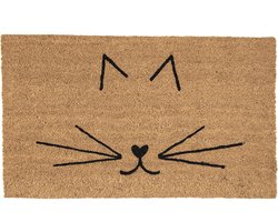 Clayre & Eef Deurmat 75x45 cm Bruin Zwart Kokosvezel Pvc Rechthoek Kat Kokosmat