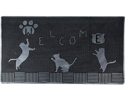 Clayre & Eef Deurmat 75x45 cm Zwart Rubber Katten