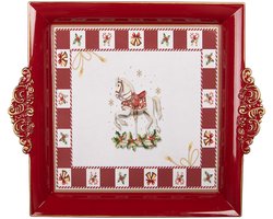 Clayre & Eef Dienblad 30x26x3 cm Rood Kunststof