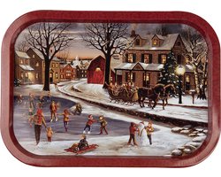 Clayre & Eef Dienblad 40x29x2 cm Rood Blik Winter