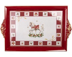 Clayre & Eef Dienblad 41x26x3 cm Rood Kunststof