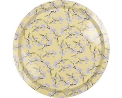 Clayre & Eef Dienblad Geel Metaal Rond Bloemen