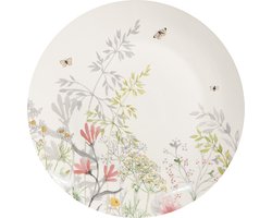 Clayre & Eef Dinerbord Ø 26 cm Wit Porselein Bloemen