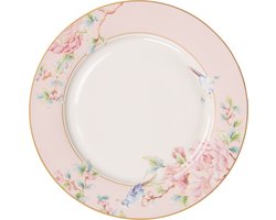 Clayre & Eef Dinerbord Ø 27 cm Roze Wit Porselein Bloemen