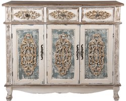 Clayre & Eef Dressoir 126x40x112 cm Wit Bruin Hout