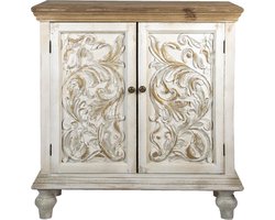 Clayre & Eef Dressoir 91x38x100 cm Wit Bruin Hout Wandkast