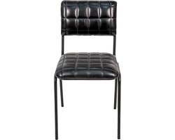 Clayre & Eef Eetkamerstoel 44x44x84 cm Zwart Leder