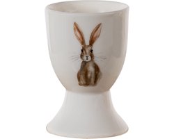 Clayre & Eef Eierdopje 40 ml Beige Bruin Porselein Konijn