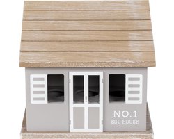 Clayre & Eef Eierkastje Huis 20x14x18 cm Grijs Bruin Hout