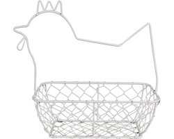Clayre & Eef Eiermand 27 cm Wit Metaal Kip