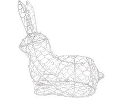 Clayre & Eef Eiermand Konijn 30 cm Wit Metaal