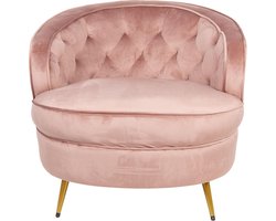 Clayre & Eef Fauteuil met Armleuning 74x81x71 cm Roze Metaal Textiel Rond Woonkamer stoel