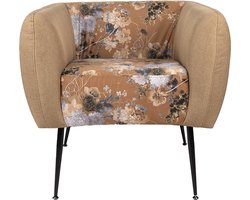Clayre & Eef Fauteuil met Armleuning 75x71x71 cm Geel Groen Hout Textiel Woonkamer stoel