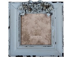 Clayre & Eef Fotolijst 10x10 cm Groen MDF Rechthoek Bloemen Fotokader