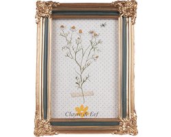 Clayre & Eef Fotolijst 10x15 cm Goudkleurig Groen Polyresin