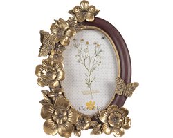 Clayre & Eef Fotolijst 10x15 cm Goudkleurig Polyresin Bloemen