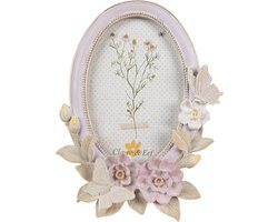 Clayre & Eef Fotolijst 10x15 cm Paars Polymide Bloemen