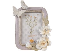 Clayre & Eef Fotolijst 10x15 cm Paars Polyresin Vlinders