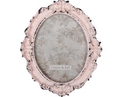 Clayre & Eef Fotolijst 12x15 cm Roze Polyresin Bloemen