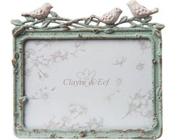 Clayre & Eef Fotolijst 13x9 cm Groen Metaal Vogel