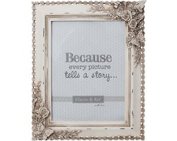 Clayre & Eef Fotolijst 15x20 cm Beige Kunststof Bloemen