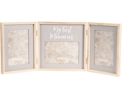 Clayre & Eef Fotolijst 50*2*20 cm / 10*15 (2) /15*10 cm Beige Hout Rechthoek Fotokader Wissellijst