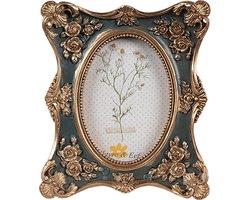Clayre & Eef Fotolijst 6x9 cm Goudkleurig Groen Polyresin
