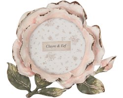 Clayre & Eef Fotolijst Bloem Ø 8 cm Roze Kunststof