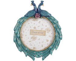 Clayre & Eef Fotolijst Ø 13 cm Blauw Kunststof