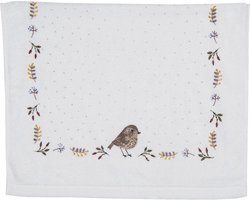 Clayre & Eef Gastendoekje 40x66 cm Beige Bruin Katoen Vogel Toilet handdoek